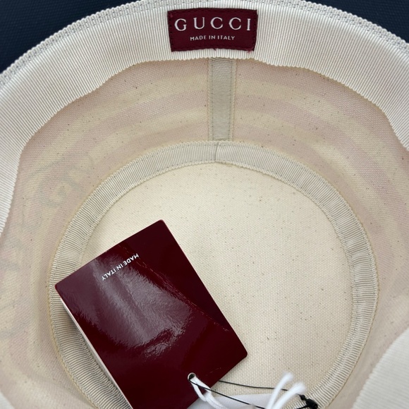 Women’s Gucci, striped canvas, bucket, hat, size large made in Italy - Picture 6 of 8